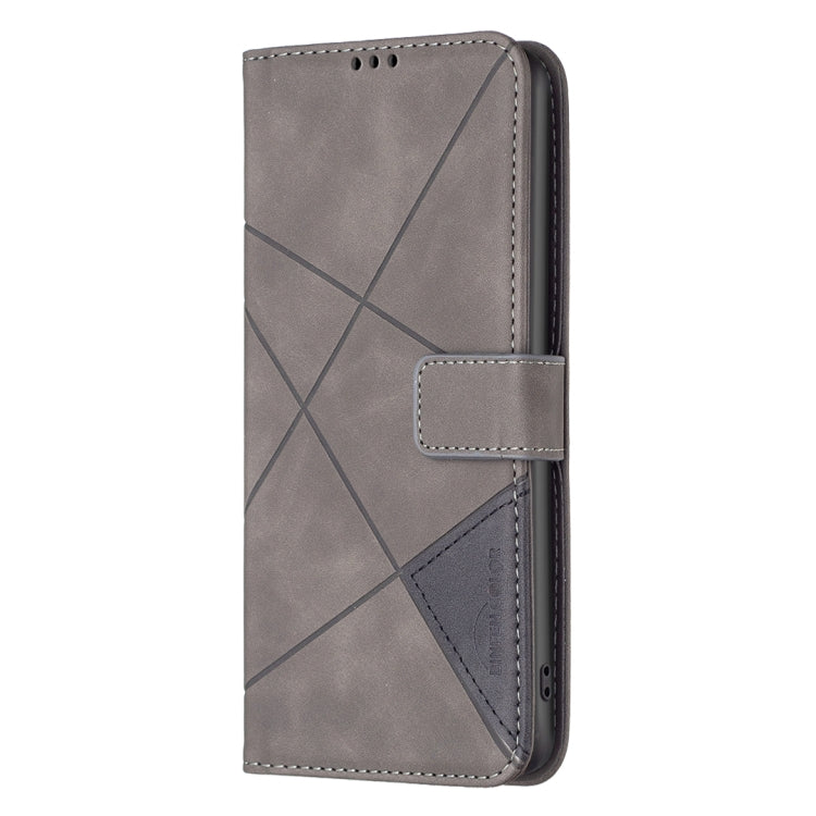 Para Google Pixel 7a Hebilla magnética Rombo Textura Funda de cuero para teléfono (Gris)