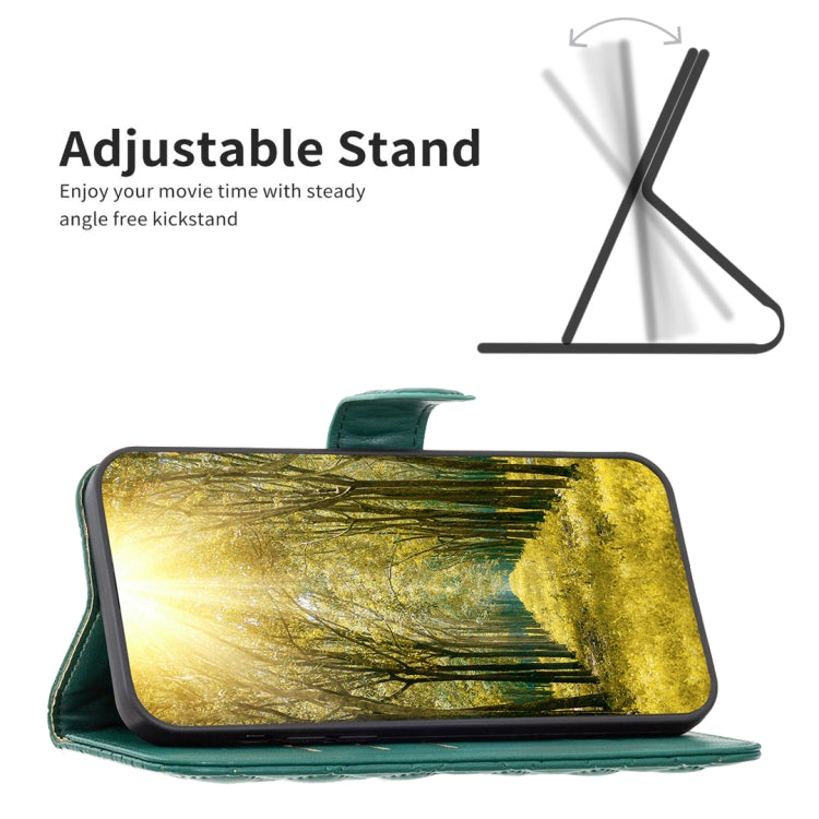 Para Google Pixel 7a Diamond Lattice Wallet Funda de cuero con tapa para teléfono (verde)