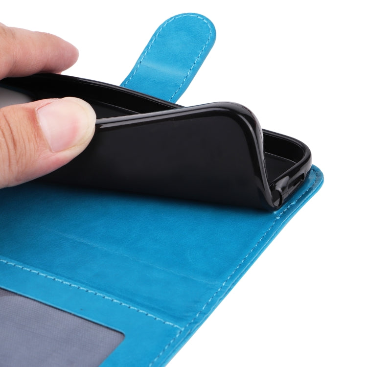 Para Huawei nova Y61 Funda de teléfono de cuero con estampado de girasol en relieve (Azul)