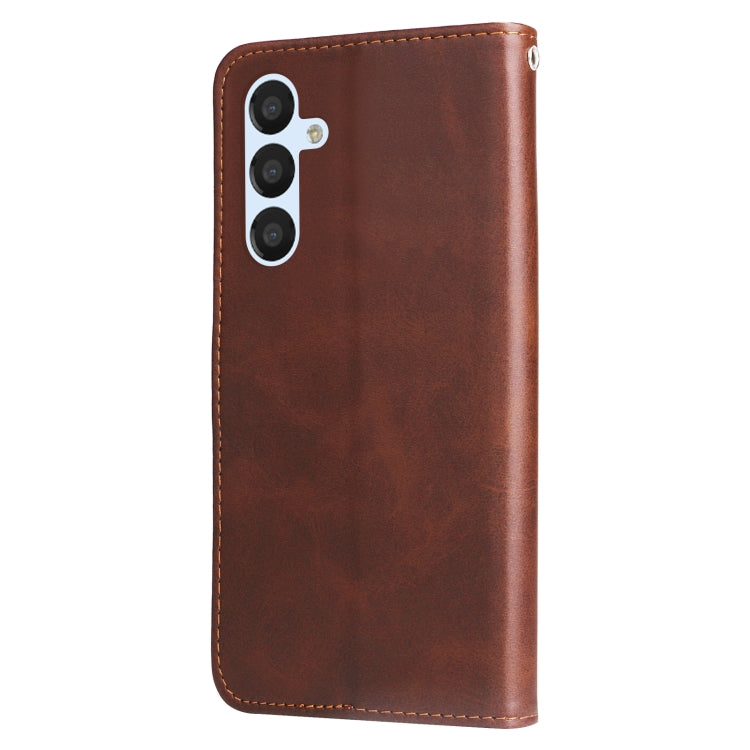 Para Samsung Galaxy A34 5G Calf Texture Funda de cuero con cremallera para teléfono (Marrón)