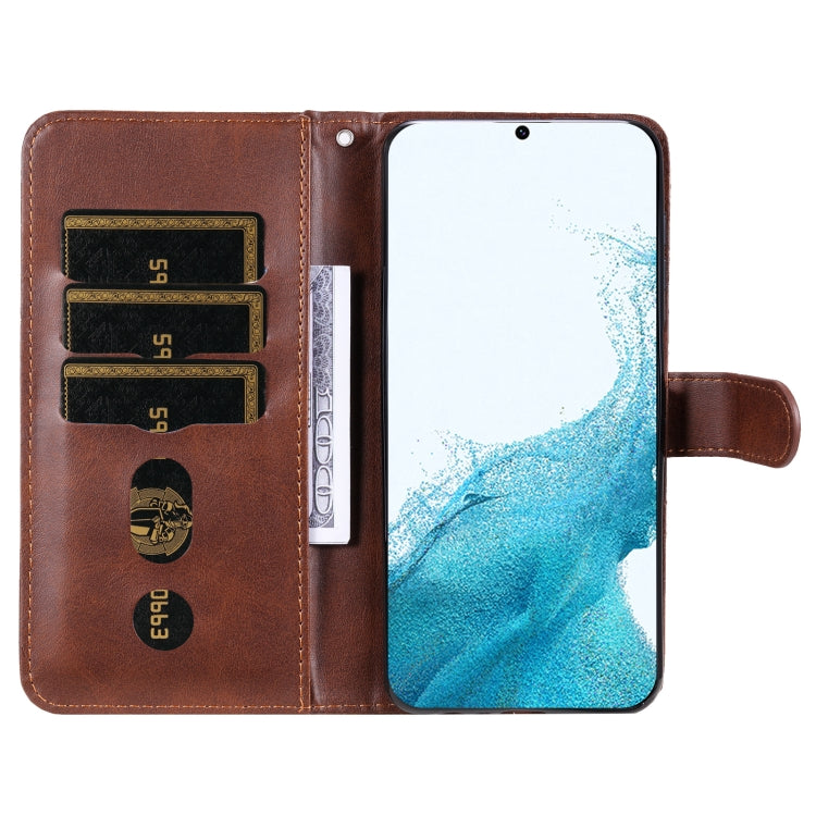 Para Samsung Galaxy A34 5G Calf Texture Funda de cuero con cremallera para teléfono (Marrón)