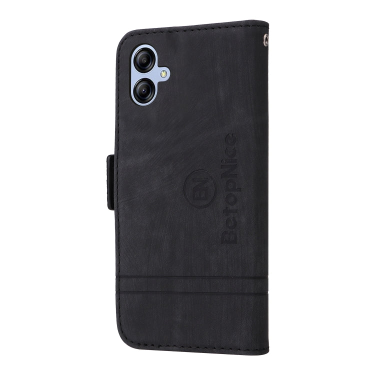 Para Samsung Galaxy A04e BETOPNICE Funda de cuero con hebilla de doble cara (negro)