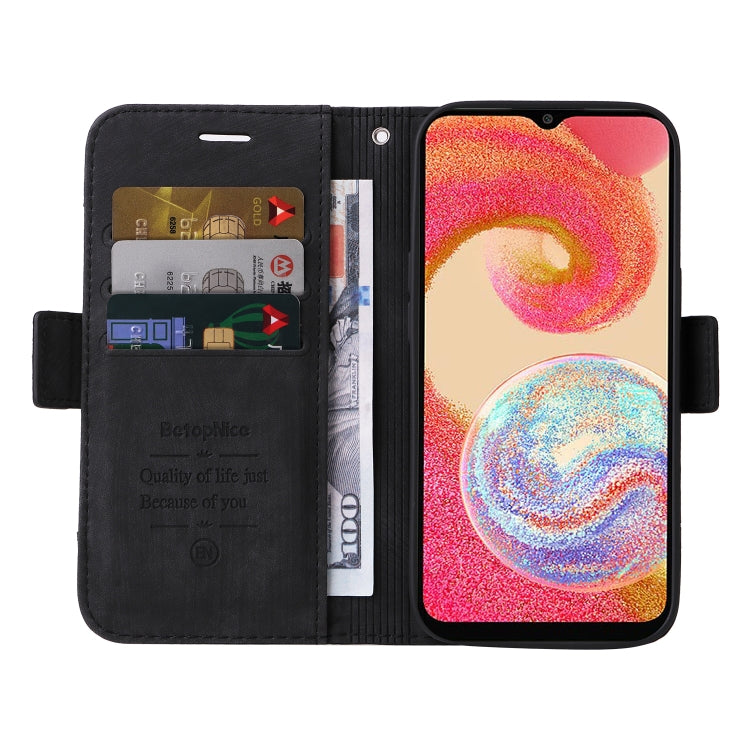 Para Samsung Galaxy A04e BETOPNICE Funda de cuero con hebilla de doble cara (negro)