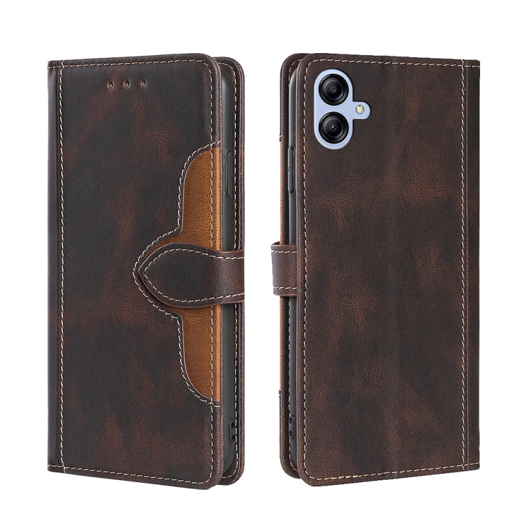Para Samsung Galaxy A04e 4G Skin Feel Funda de teléfono de cuero con hebilla magnética (marrón)