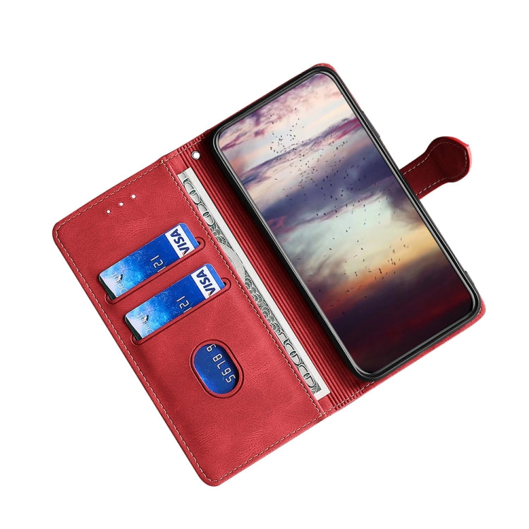 Para Samsung Galaxy A04e 4G Skin Feel Funda de teléfono de cuero con hebilla magnética (Rojo)