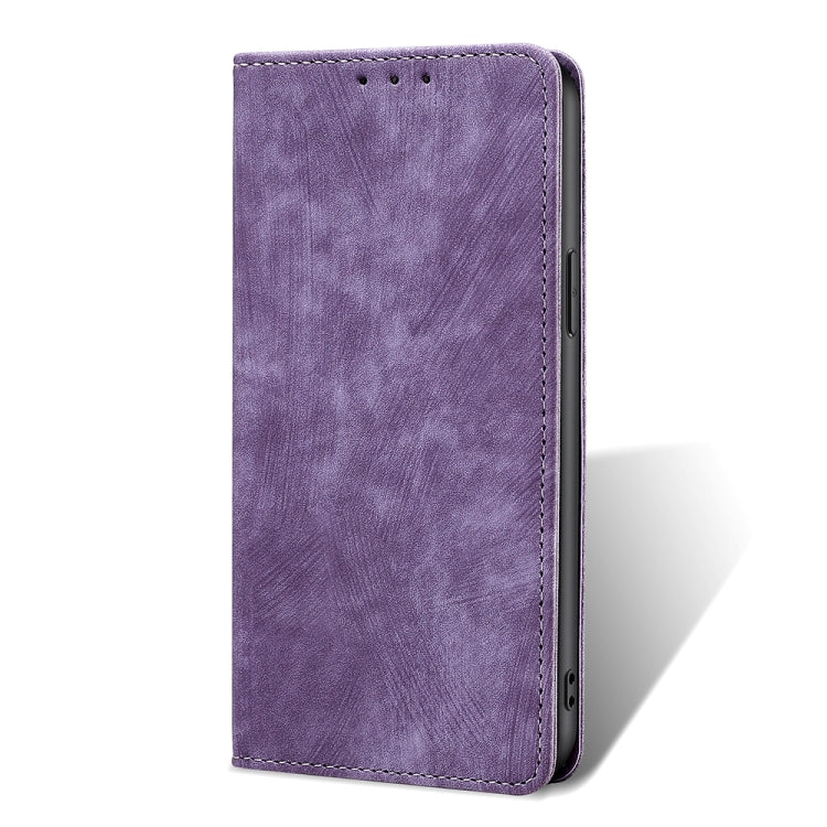 Para Huawei nova 10 SE RFID Funda de teléfono de cuero magnético con cepillo antirrobo (púrpura)