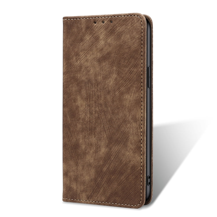 Para Huawei nova 10 SE RFID Funda de teléfono de cuero magnético con cepillo antirrobo (marrón)