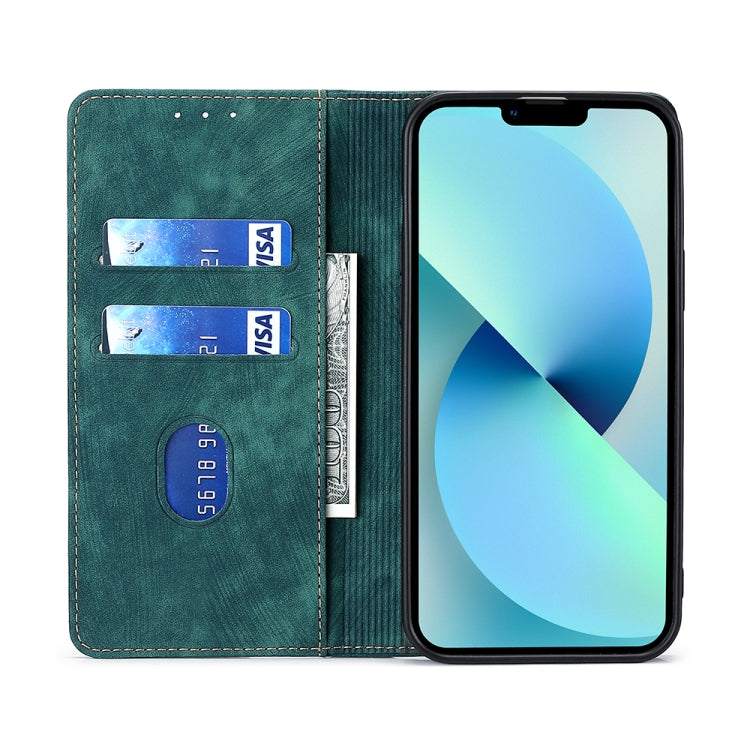 Para Huawei nova 10 SE RFID Funda de teléfono de cuero magnético con cepillo antirrobo (verde)