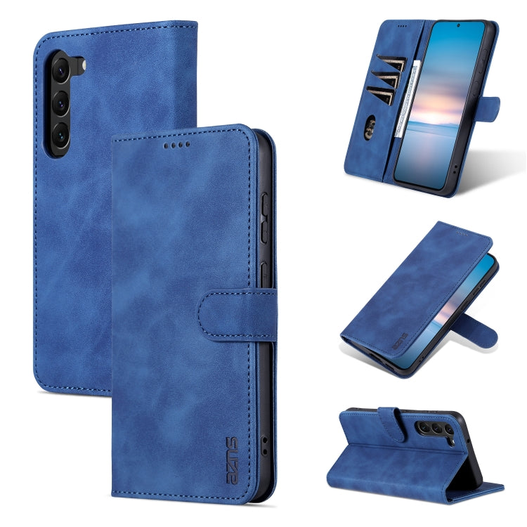Para Samsung Galaxy S23 5G AZNS Skin Feel Calf Texture Flip Funda de cuero para teléfono (Azul)