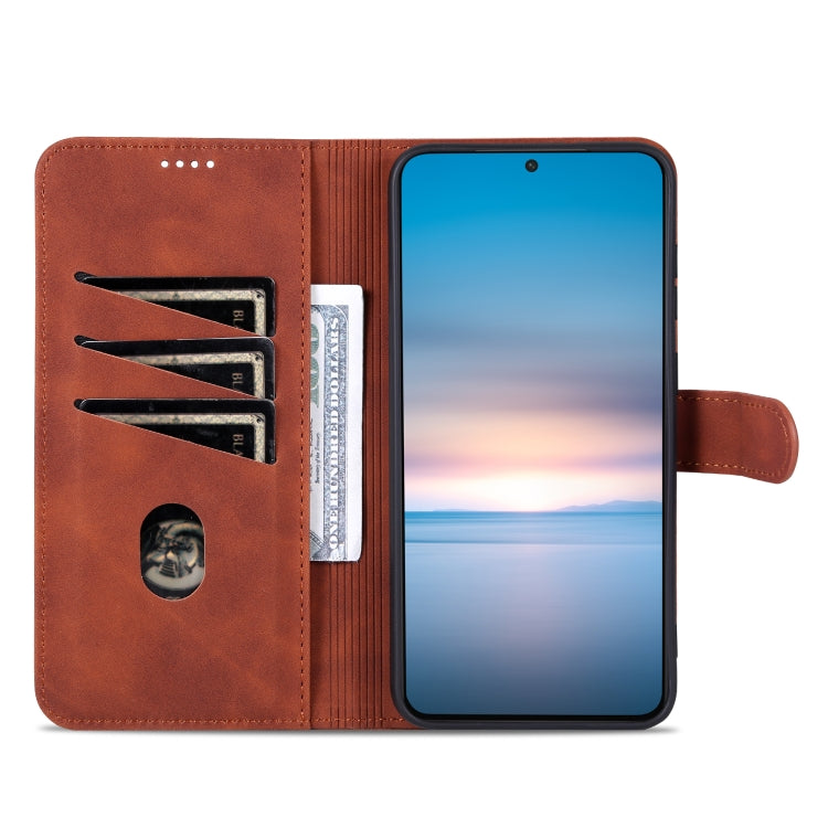Para Samsung Galaxy S23+ 5G AZNS Skin Feel Calf Texture Flip Funda de cuero para teléfono (marrón)