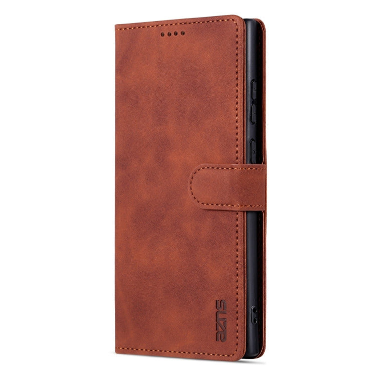 Para Samsung Galaxy S23 Ultra 5G AZNS Skin Feel Calf Texture Flip Funda de cuero para teléfono (marrón)