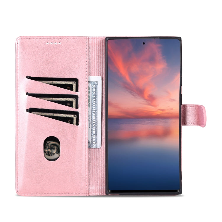 Para Samsung Galaxy S23 Ultra 5G AZNS Skin Feel Calf Texture Flip Funda de cuero para teléfono (Oro rosa)