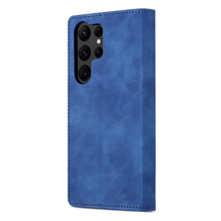 Para Samsung Galaxy S23 Ultra 5G AZNS Skin Feel Calf Texture Flip Funda de cuero para teléfono (Azul)