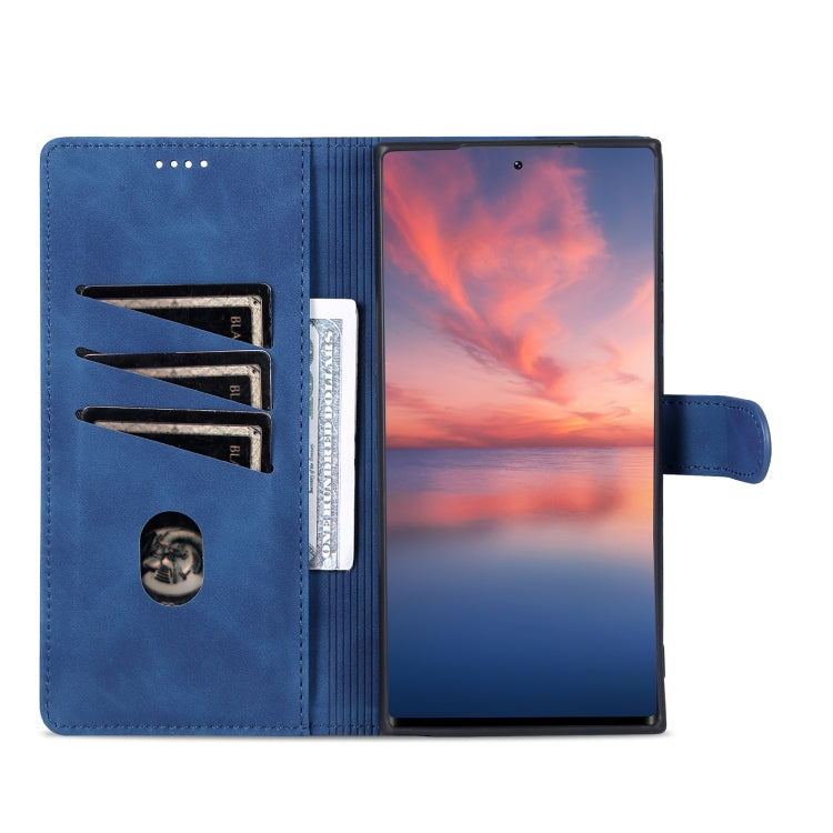 Para Samsung Galaxy S23 Ultra 5G AZNS Skin Feel Calf Texture Flip Funda de cuero para teléfono (Azul)