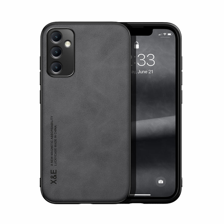 Para Samsung Galaxy A54 5G Skin Feel Magnetic Leather Back Phone Case (Gris oscuro)