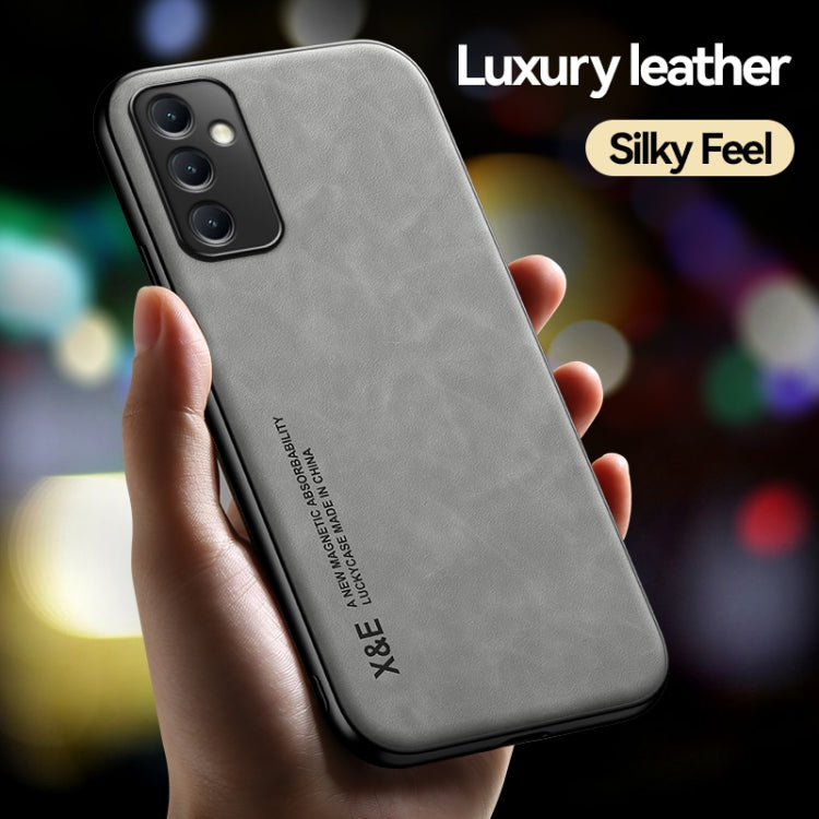 Para Samsung Galaxy A54 5G Skin Feel Magnetic Leather Back Phone Case (Gris oscuro)