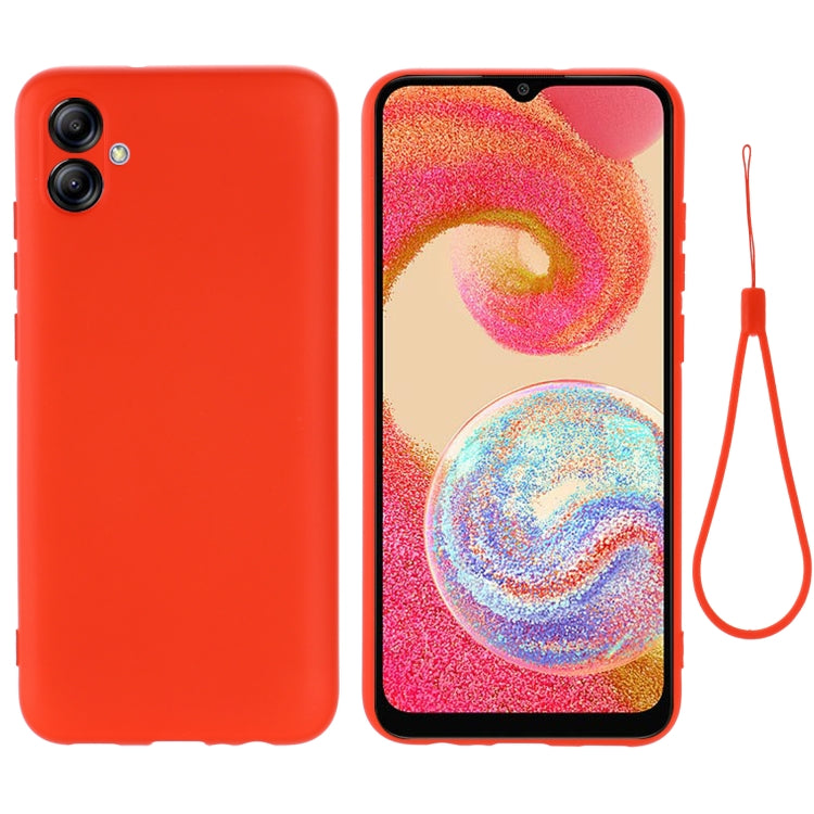 Para Samsung Galaxy A04e / M04 / F04 Estuche de cobertura total a prueba de golpes de silicona líquida de color puro (rojo)