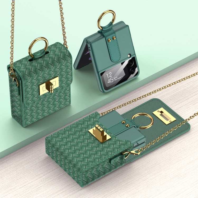 Mini mochila GKK, bolsa de teléfono delgada con anillo para Samsung Galaxy Z Flip3 5G/Z Flip4/Huawei P50 Pocket (verde bosque)