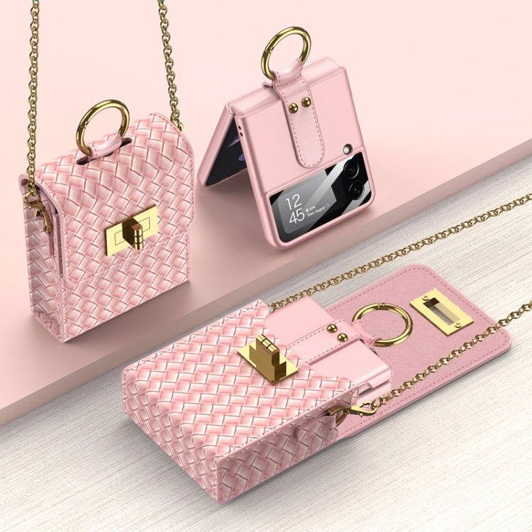 Mini mochila GKK, bolsa de teléfono delgada con anillo para Samsung Galaxy Z Flip3 5G/Z Flip4/Huawei P50 Pocket (rosa)