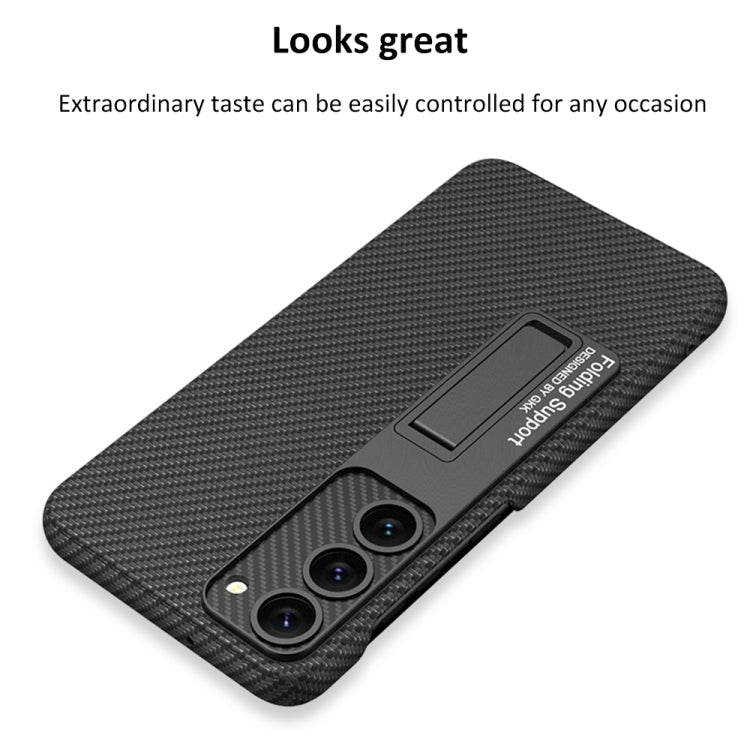 Para Samsung Galaxy S23 5G GKK Funda de teléfono a prueba de golpes de cuero liso con soporte (Rojo)