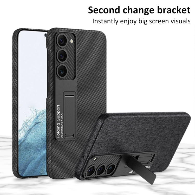 Para Samsung Galaxy S23 5G GKK Funda de teléfono a prueba de golpes de cuero liso con soporte (Rojo)