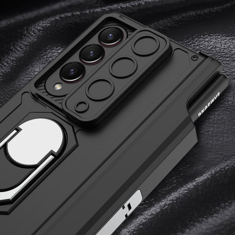 Para Samsung Galaxy Z Fold4 GKK Estuche para teléfono plegable magnético integrado con estuche para bolígrafo (verde)