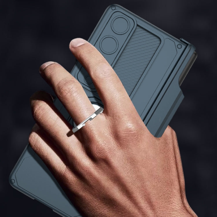 Para Samsung Galaxy Z Fold4 GKK Estuche para teléfono plegable magnético integrado con estuche para bolígrafo (verde)