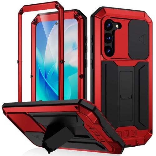 Para Samsung Galaxy S23 5G R-JUST Diseño de cámara deslizante Vida impermeable a prueba de polvo Caja del teléfono a prueba de golpes (Rojo)