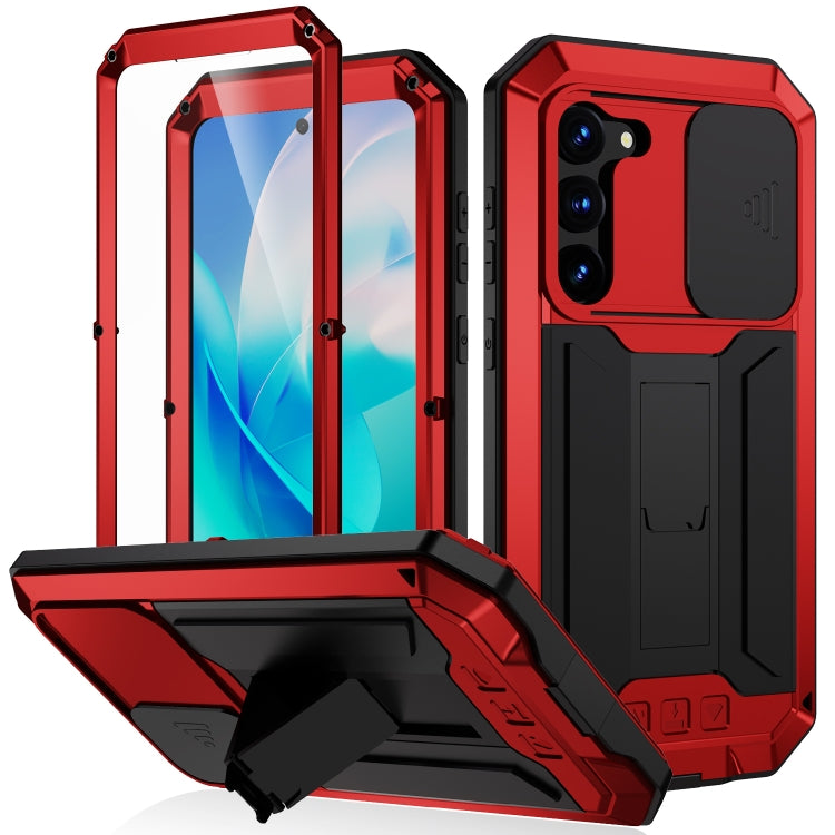 Para Samsung Galaxy S23 5G R-JUST Diseño de cámara deslizante Vida impermeable a prueba de polvo Caja del teléfono a prueba de golpes (Rojo)