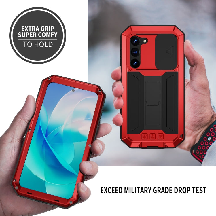 Para Samsung Galaxy S23 5G R-JUST Diseño de cámara deslizante Vida impermeable a prueba de polvo Caja del teléfono a prueba de golpes (Rojo)