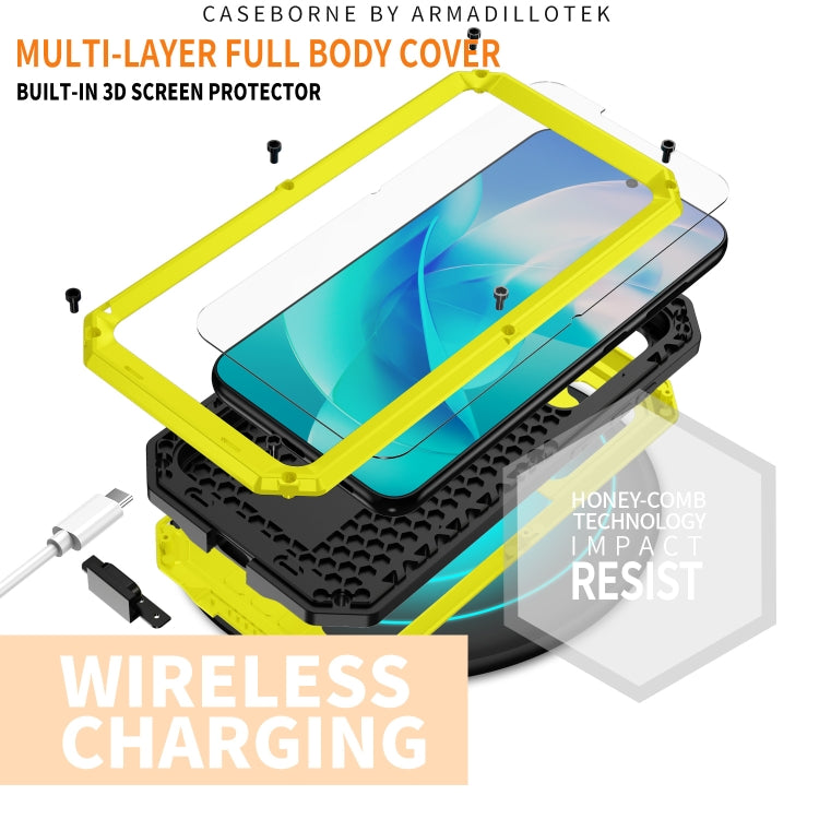Para Samsung Galaxy S23 5G R-JUST Diseño de cámara deslizante Vida impermeable a prueba de polvo Funda de teléfono a prueba de golpes (Amarillo)