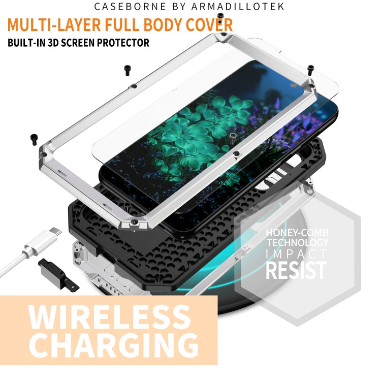 Para Samsung Galaxy S23+ 5G R-JUST Diseño de cámara deslizante Vida impermeable a prueba de polvo Funda de teléfono a prueba de golpes (Plata)