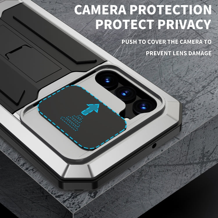 Para Samsung Galaxy S23+ 5G R-JUST Diseño de cámara deslizante Vida impermeable a prueba de polvo Funda de teléfono a prueba de golpes (Plata)