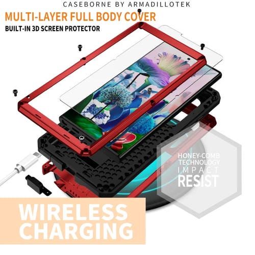 Para Samsung Galaxy S23 Ultra 5G R-JUST Diseño de cámara deslizante Vida impermeable a prueba de polvo Funda de teléfono a prueba de golpes (Rojo)