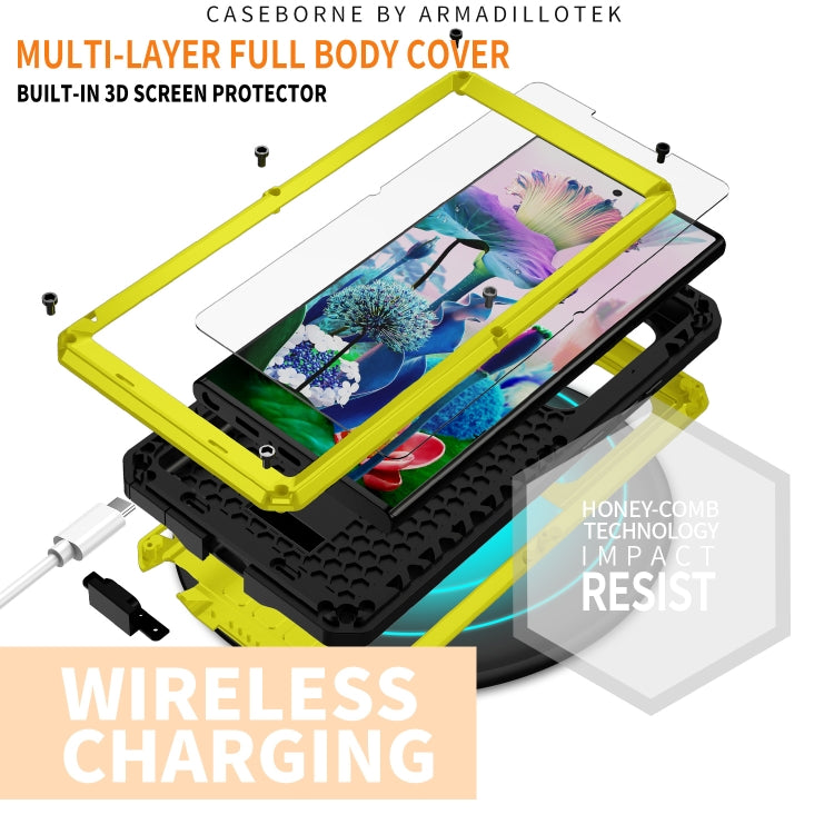 Para Samsung Galaxy S23 Ultra 5G R-JUST Diseño de cámara deslizante Vida impermeable a prueba de polvo Funda de teléfono a prueba de golpes (Amarillo)