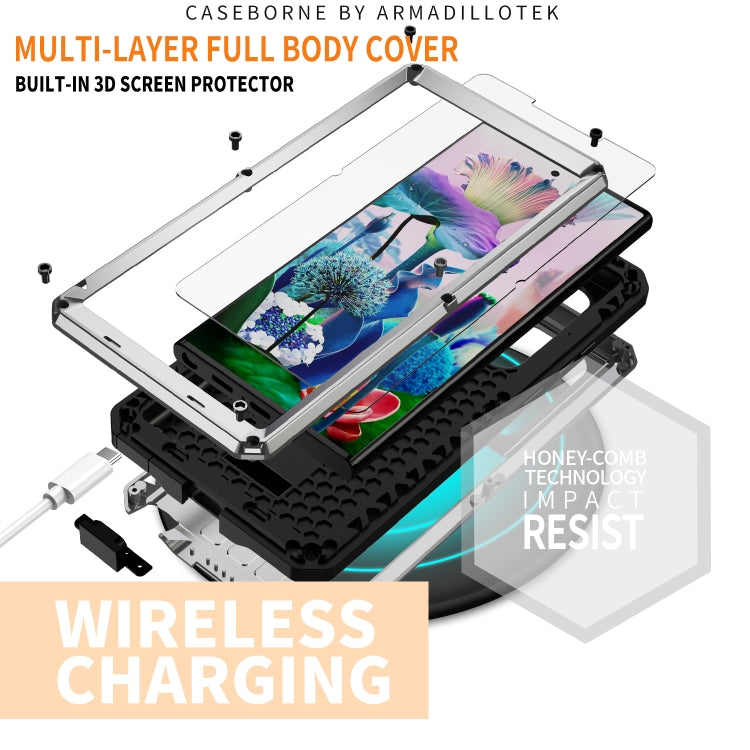 Para Samsung Galaxy S23 Ultra 5G R-JUST Diseño de cámara deslizante Vida impermeable a prueba de polvo Funda de teléfono a prueba de golpes (Plata)