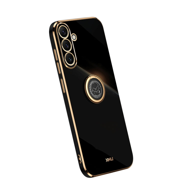Para Samsung Galaxy A54 5G XINLI Straight Edge Electroplate TPU Funda para teléfono con anillo (negro)