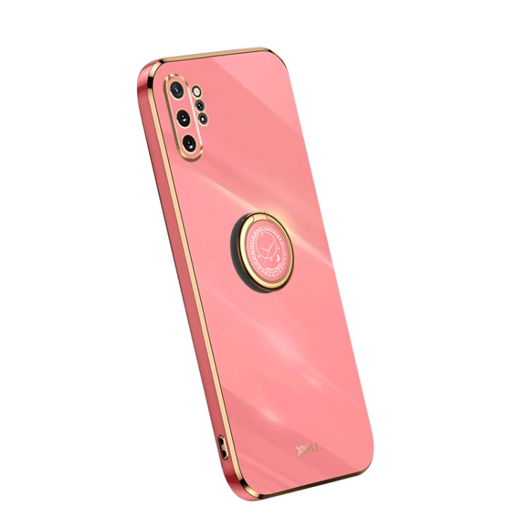 Para Samsung Galaxy Note10+ XINLI Straight Edge Electroplate TPU Phone Case con anillo (Hawthorn Red)
