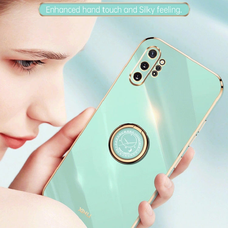 Para Samsung Galaxy Note10+ XINLI Straight Edge Electroplate TPU Phone Case con anillo (Hawthorn Red)
