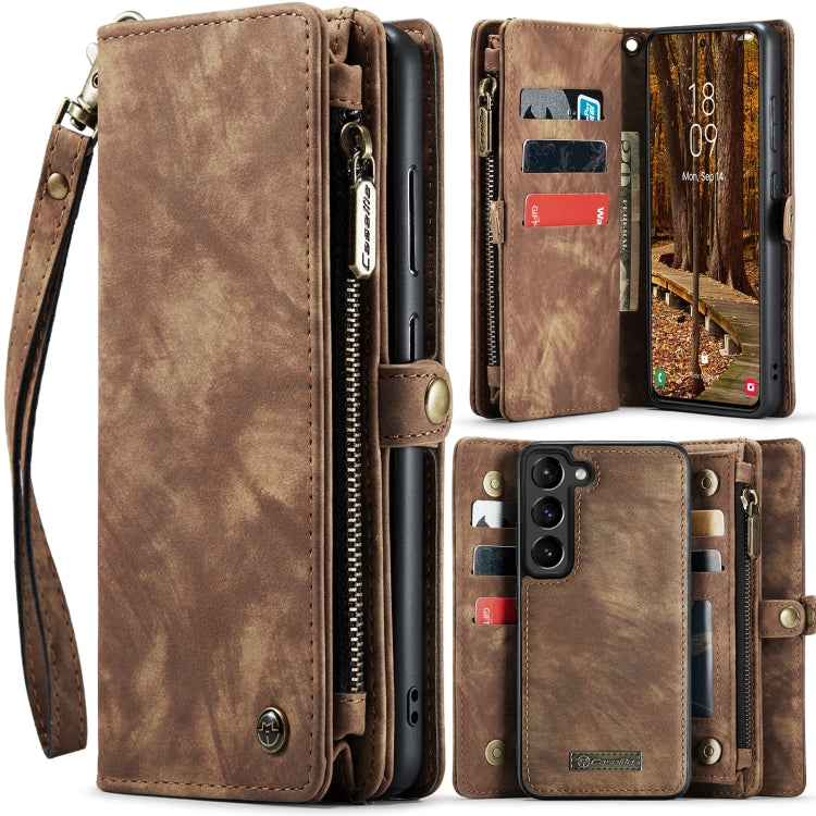Para Samsung Galaxy S23+ 5G CaseMe 008 Estuche para teléfono de cuero multifuncional desmontable (Marrón)