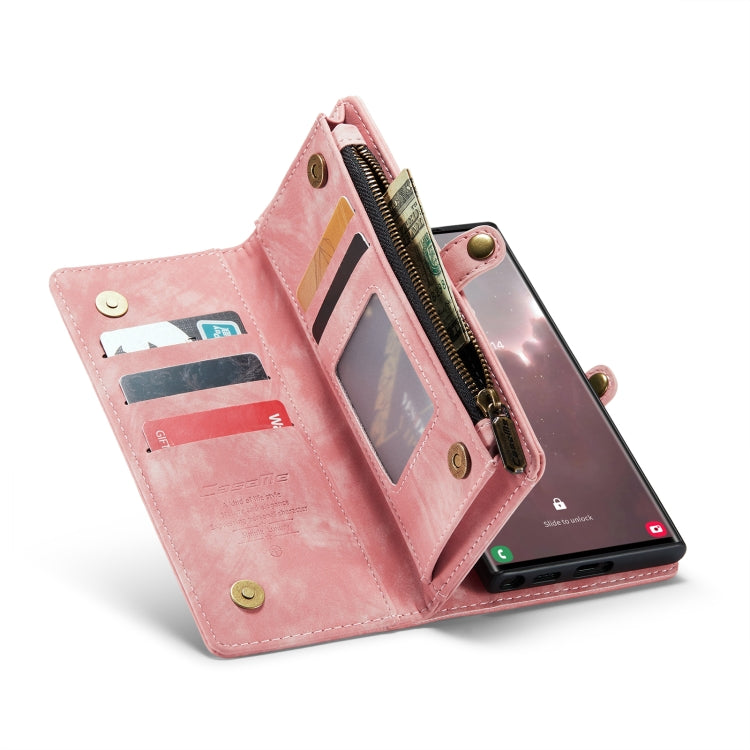 Para Samsung Galaxy S23 Ultra 5G CaseMe 008 Estuche de teléfono de cuero multifuncional desmontable (rosa)