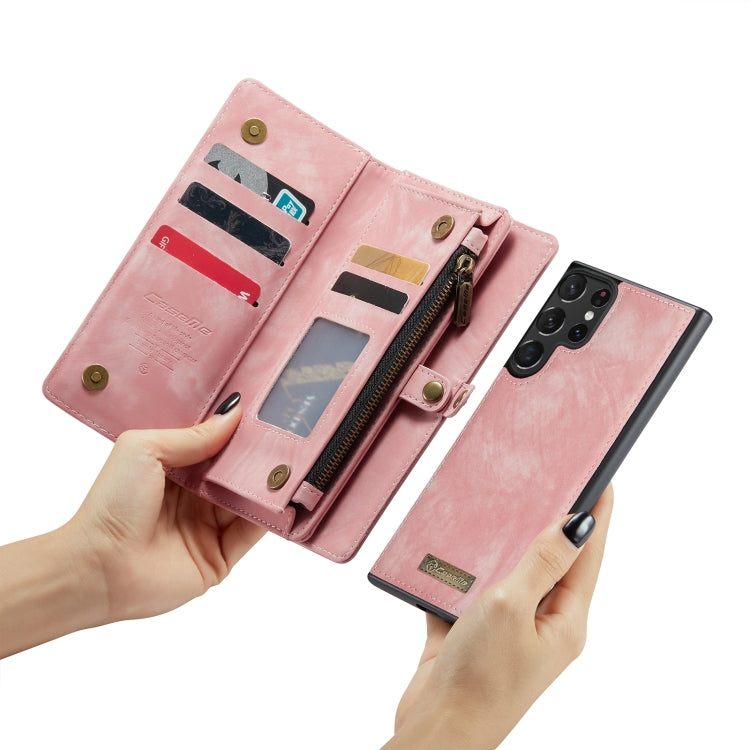 Para Samsung Galaxy S23 Ultra 5G CaseMe 008 Estuche de teléfono de cuero multifuncional desmontable (rosa)