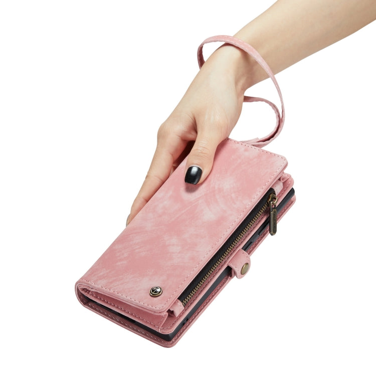 Para Samsung Galaxy S23 Ultra 5G CaseMe 008 Estuche de teléfono de cuero multifuncional desmontable (rosa)