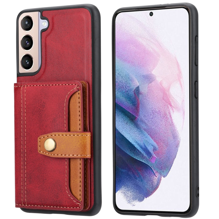 Para Samsung Galaxy S23 5G Color de piel de becerro a juego TPU + PU Funda para teléfono (Rojo)