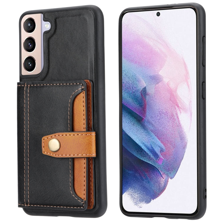 Para Samsung Galaxy S23 5G Color de piel de becerro a juego TPU + PU Phone Case (Negro)
