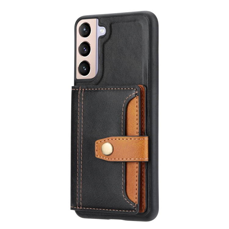 Para Samsung Galaxy S23 5G Color de piel de becerro a juego TPU + PU Phone Case (Negro)