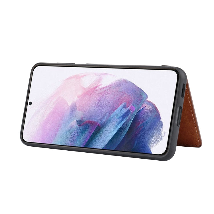 Para Samsung Galaxy S23+ 5G Funda de teléfono TPU + PU de piel de becerro a juego con el color (Marrón)
