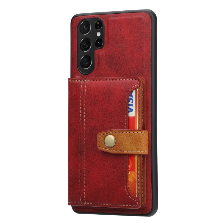 Para Samsung Galaxy S23 Ultra 5G Color de piel de becerro a juego TPU + PU Funda para teléfono (Rojo)