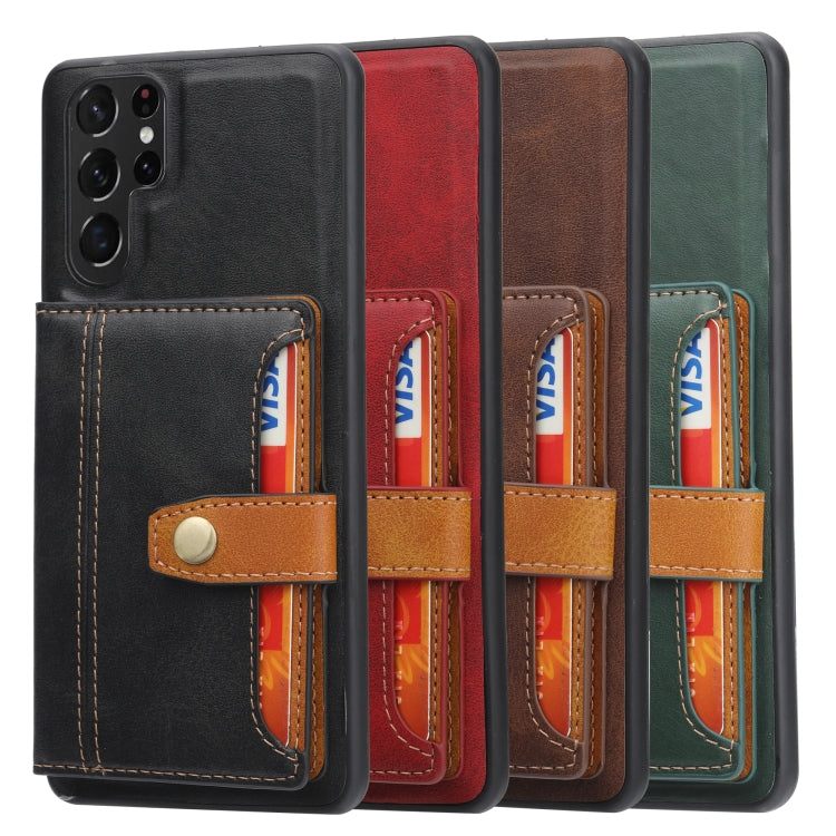 Para Samsung Galaxy S23 Ultra 5G Color de piel de becerro a juego TPU + PU Funda para teléfono (Rojo)