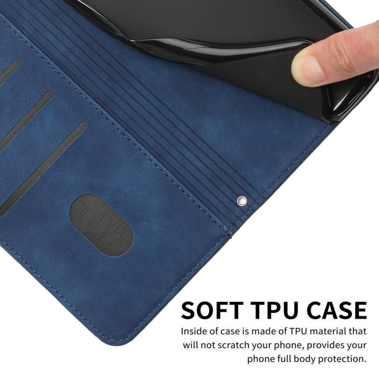 Para Samsung Galaxy A04e Skin Feel Heart Funda de cuero en relieve para teléfono (Azul)